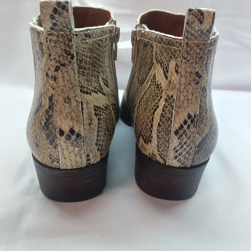 Lucky Brand Leather Snake Print Zipper Ankle Booties Womens 9M Casual Boots - Picture 6 of 7
